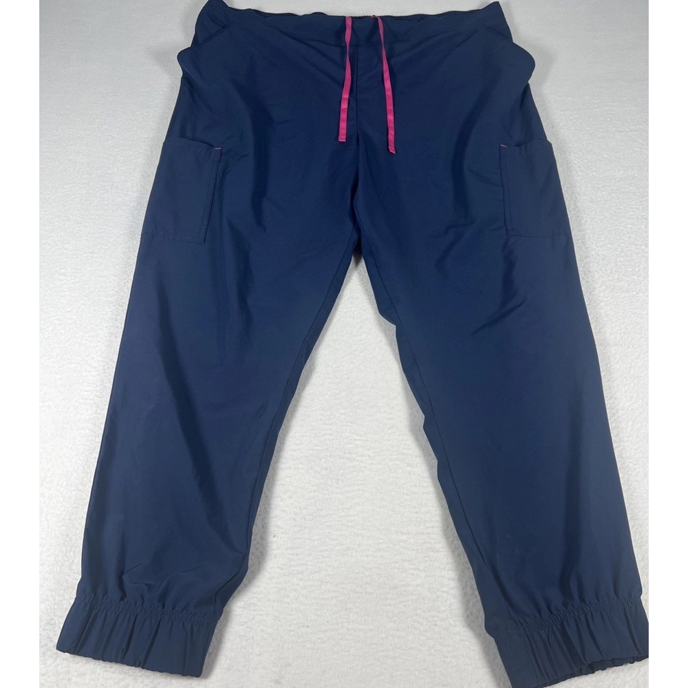 Smitten Women's Scrub Jogger Pants Navy Pink Size XL Petite Stretch